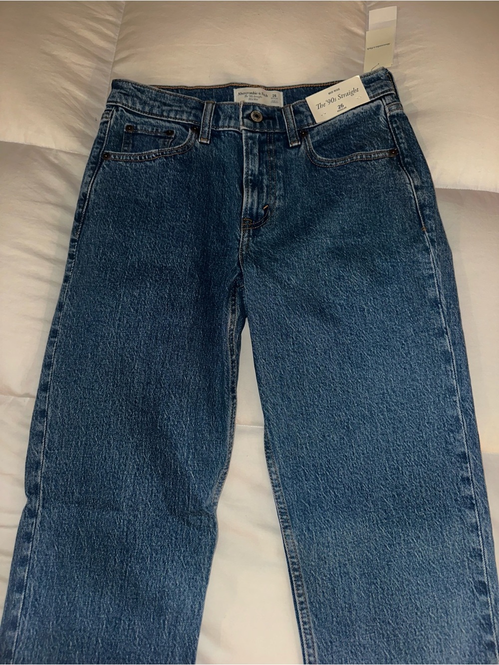 Abercrombie & Fitch Women's 90s Straight Leg Jeans - Dark Blue Denim